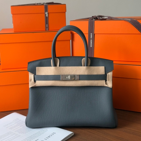 【エルメス HERMES】バーキン30 ブルーオラージュ トゴ シルバー金具（100％手縫）